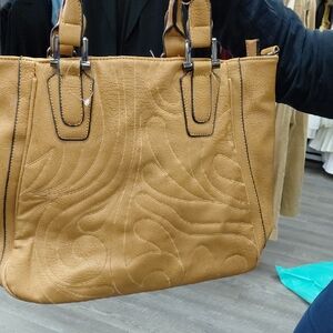 Chic Tan Tote Bag with Embossed Design